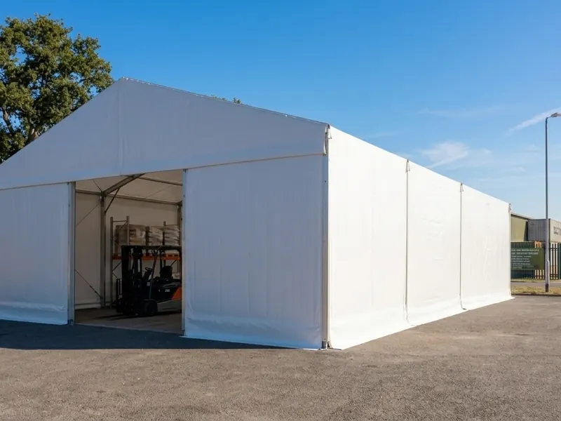 A steel-framed Noah building on a working site