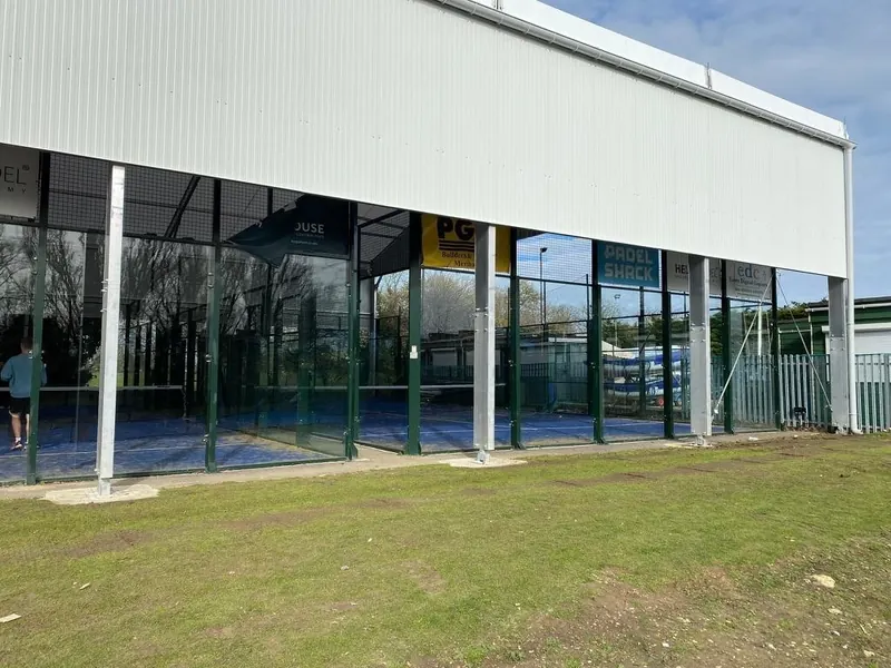A steel-framed Noah building on a working site