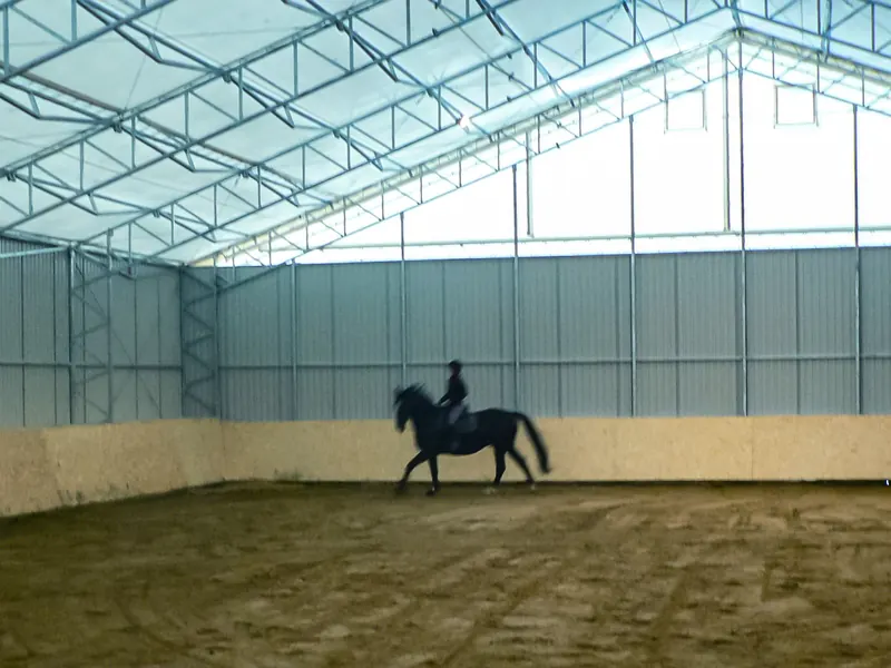 Indoor arena inside a temporary sports building